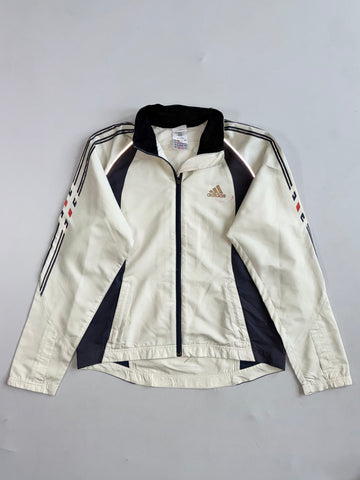Vintage Adidas Track Jacket – Cream & Navy, Gold Logo (S)