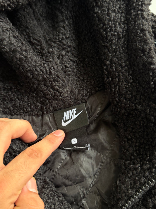 Nike Black Sherpa Fleece Hooded Jacket (L)