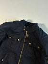 Richa Vintage Line Cotton Café Racer Motorcycle Jacket Black, Leather Stripe Sleeves, Plaid Lining, fully padded (S)