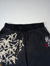 Japanese Tiger & Bamboo Embroidered Black Joggers – Sukajan Style – (W:30) (L:41)