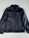 Prendang Perforated Leather Harrington Jacket – Navy (S)