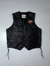 Vintage Harley-Davidson Genuine Leather Motorcycle Vest with Braided Trim & Side Lace-Up (XL)