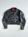 Vintage Harro Black Leather Cropped Racing Jacket (S)