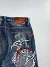 Sheng Yue Han Dragon Embroidered Baggy Jeans(W:30 |L:37)