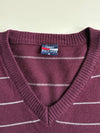 Vintage 90s Tommy Hilfiger Burgundy Striped V-Neck Sweater | Size (M)