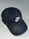 Nike Heritage86 Futura Washed Black Cap – White Embroidered Logo (Adjustable)
