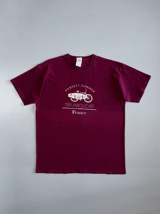 Fruit of the Loom “Perfect Summer Vieux-Boucau France” Souvenir Graphic Tee Burgundy (M)