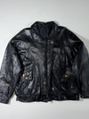 Black Leather-Look Zip-Up Jacket with Flap Pockets (XL)