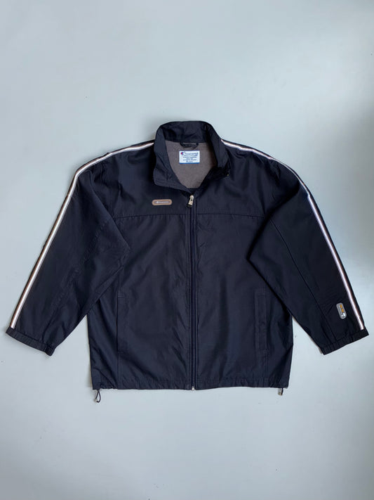 Champion Navy Stripe Sleeve Windbreaker Track Jacket (ML)