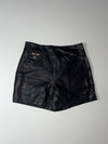 KU YUE Black Faux Leather High-Waisted Mini Shorts (W:28) (L:15)