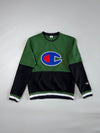 Champion Big C Logo Colorblock Crewneck Sweatshirt — Forest Green (M)