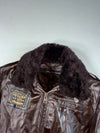 Vintage Arizona Jean Co. Brown Leather Bomber Jacket with Fur Collar Furr Inside (L)