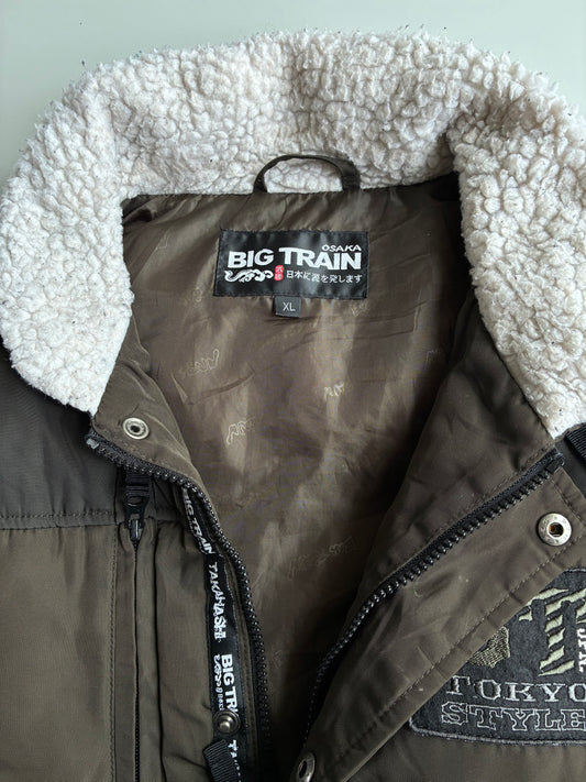 Big Train Osaka Sherpa Collar Puffer Vest – Olive Tokyo Style | (XL)