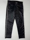 Vintage Black Leather Grey Side Stripe Biker Pants (W:30) (L:38)