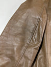 Vintage Brown Leather Bomber Jacket With Ribbed Collar (XL)