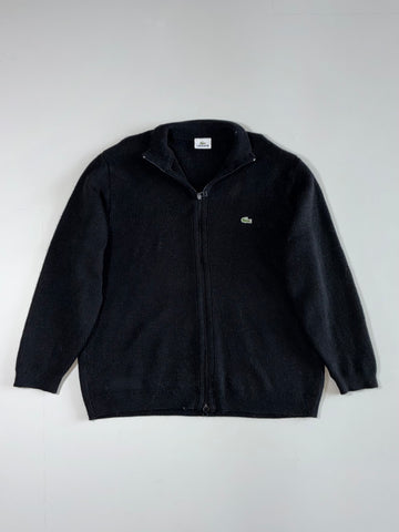 Lacoste Black Ribbed Full-Zip Knit Sweater Jacket (XL)