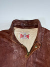 Made in France Heritage Brown Leather Bomber Jacket (L)