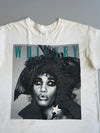 Whitney Houston “WHITNEY” Vintage 80s Graphic Tee — B&W Portrait Star Print Off-White (M/L)