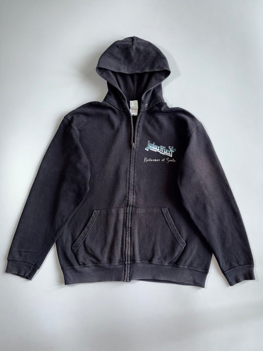 Judas Priest “Redeemer of Souls” Faded Black Zip-Up Band Hoodie (L)