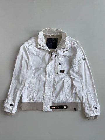 G-Star RAW Denim 3301 White Utility Bomber Jacket (M)