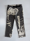 Graphic Art Print Denim Pants | Japanese Tattoo Floral Eagle Artwork Black (W:32|L:36)