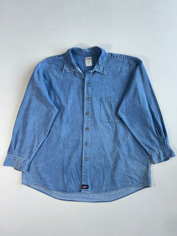 Dickies Light Wash Denim Button-Down Shirt (4Xl-5Xl)