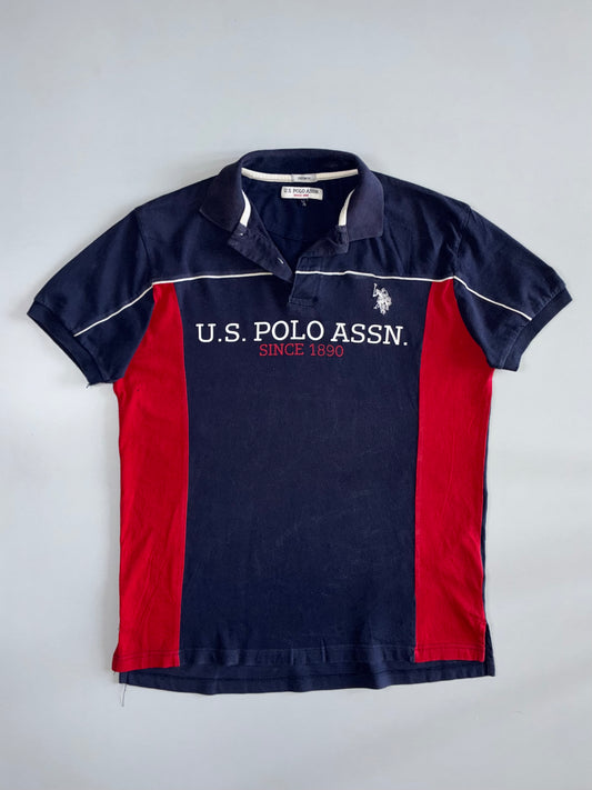 U.S. Polo Assn. Since 1890 Custom Fit Colorblock Panel Polo T-Shirt  Navy/Red (L)