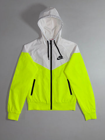 Nike Windrunner Colourblock Windbreaker – White/Volt Neon (S)