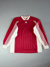 Adidas Vintage 3-Stripes Long Sleeve Football Jersey — Red/White (2XL)