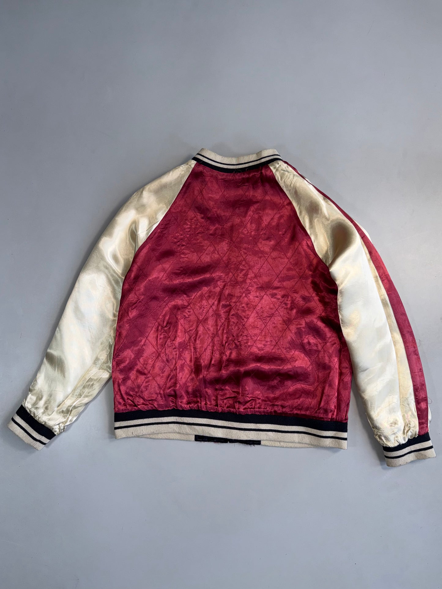 ZReversible Japanese Floral Fully Embroidery Satin Bomber RARE (S/M)