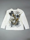 J950 Japanese Folding Fan & Peony Print Long Sleeve Tee (L)