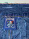 Majestic MLB Cooperstown Navy Pinstripe Denim Shorts (W:34) (L:25)