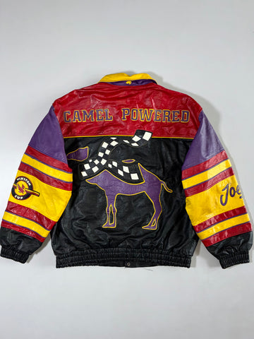 1990s Smokin’ Joe’s Camel Powered Pure Leather NASCAR Jacket Made in Mexico (XL/2Xl)