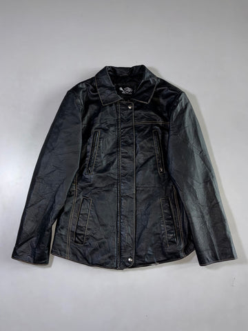 JSFN Sweden Black Quilted-Lining Leather Jacket (M)