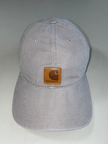 Carhartt Odessa Canvas Cap Grey – Leather Patch Logo, 100% Cotton (Adjustable)