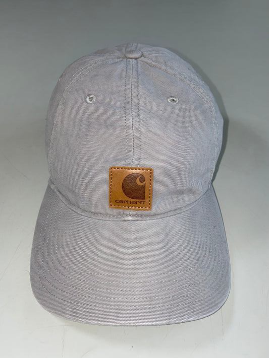 Carhartt Odessa Canvas Cap Grey – Leather Patch Logo, 100% Cotton (Adjustable)