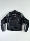 All One Vintage Black & Grey Genuine Leather Moto Racing Jacket (XL)