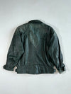 Sequence 80s Dark Green Leather Bomber with Crackle Panels and Belt (L)