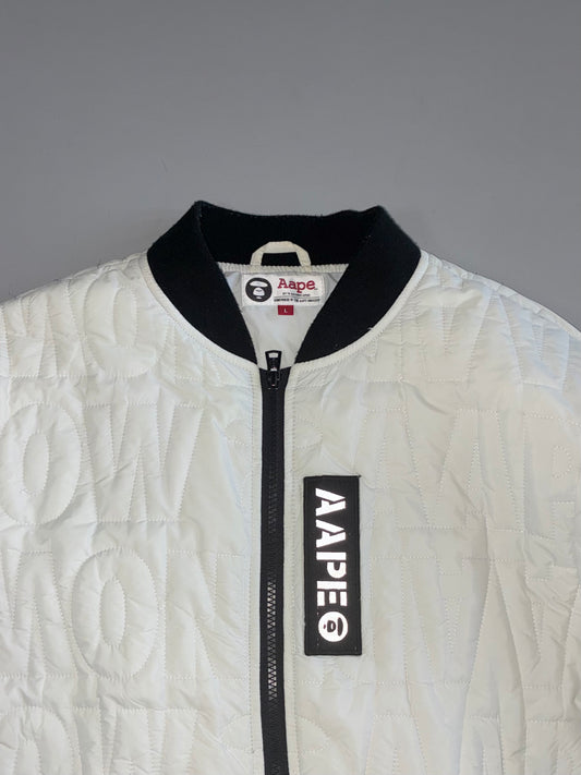 Aape by Bathing Ape White Quilted Bomber Jacket (M)