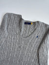 Polo Ralph Lauren Women's Grey Cable Knit V-Neck Sweater women’s(S)