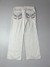 Armani Jeans White Linen Trousers Camo Pocket Trim (W:35) (L:41)