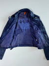 Tough Jeansmith Navy Double-Zip Leather Biker Jacket (XS)