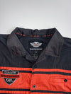 Harley-Davidson Genuine MotorClothes Black/Orange Striped Button-Up Shirt (2XL)