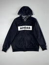 Adidas Camo All-Over Print Full-Zip Hoodie — Grey Black Digital Camouflage Streetwear (L)
