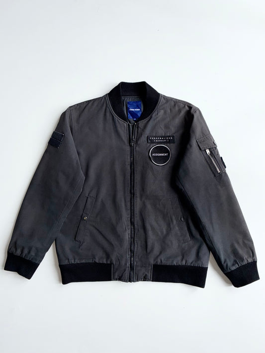 Frank Stone Charcoal Bomber Jacket with Patches (M )