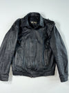 Vintage Loma Black Leather Bomber Jacket with Epaulettes (S)