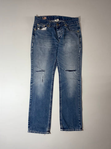 Vintage True Religion Big Stitch Distressed Knee-Rip Jeans – Made in USA (W:36) (L:45)