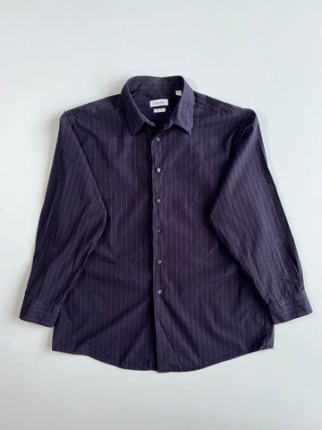 Calvin Klein | Vintage Black Purple Pinstripe Slim Fit Shirt (Xl)