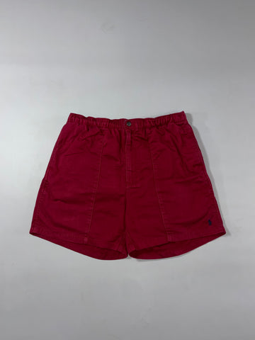 Polo by Ralph Lauren Red Cotton Chino Shorts Elastic Waist Pony Logo (W:33) (L:17)