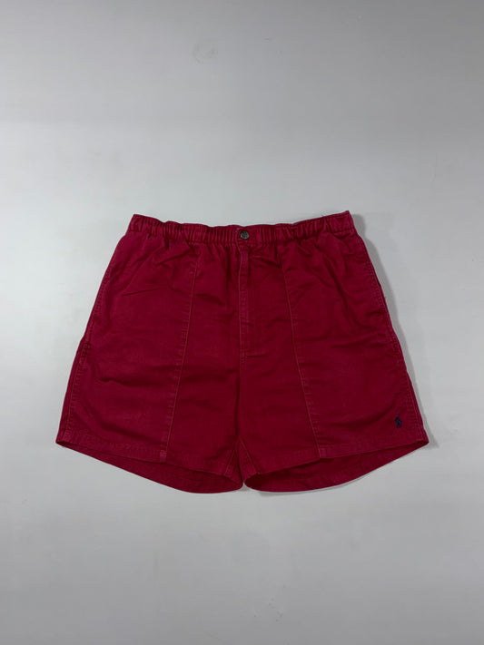 Polo by Ralph Lauren Red Cotton Chino Shorts Elastic Waist Pony Logo (W:33) (L:17)
